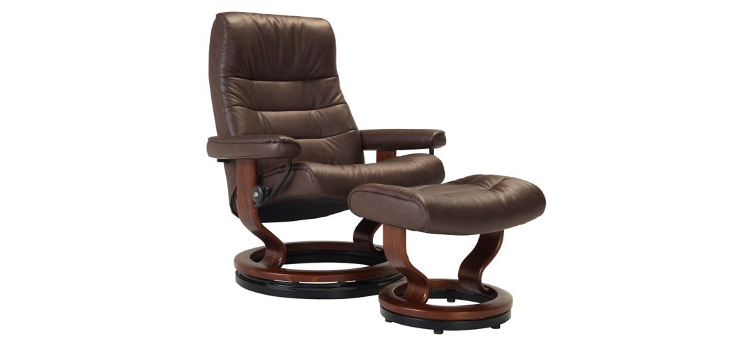 Stressless Opal Large Leather Reclining Chair and Ottoman w/ Rings
