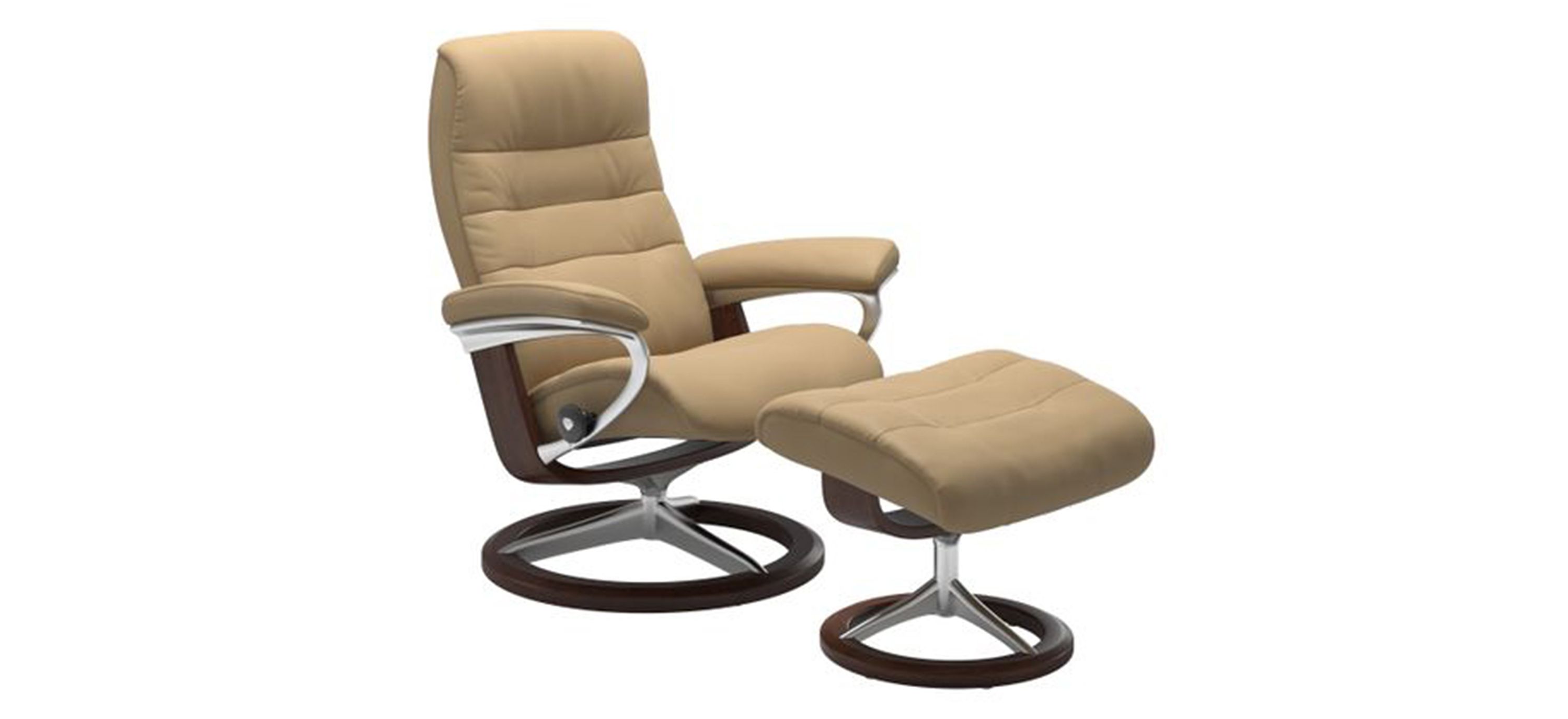 Stressless Opal Medium Signature Reclining Chair and Ottoman