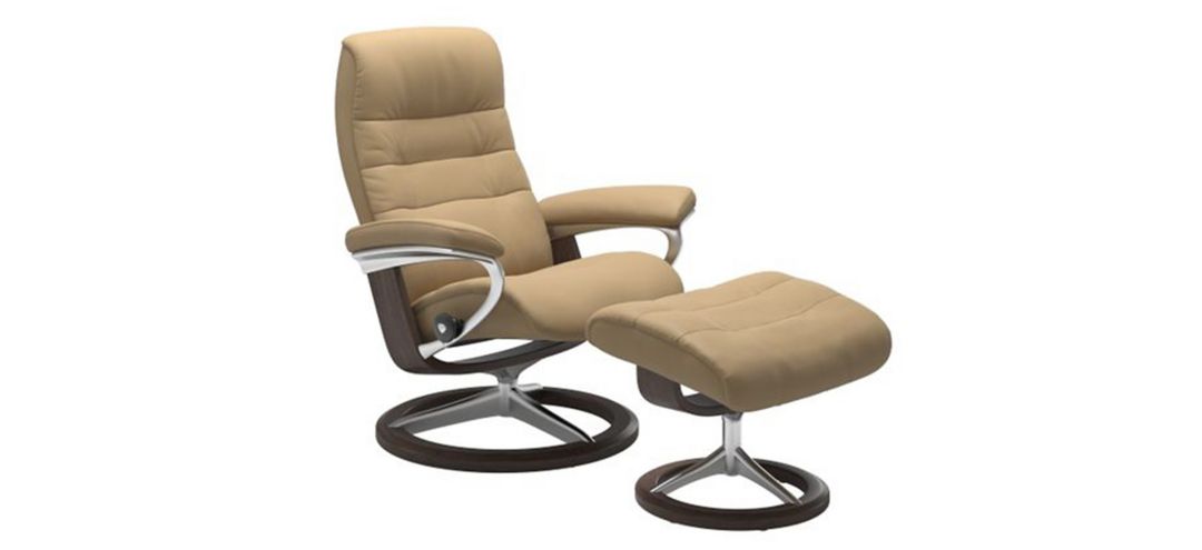 Stressless Opal Medium Signature Reclining Chair and Ottoman