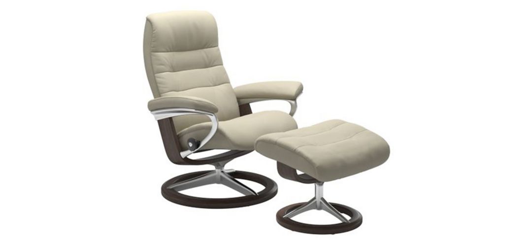 Stressless Opal Medium Signature Reclining Chair and Ottoman