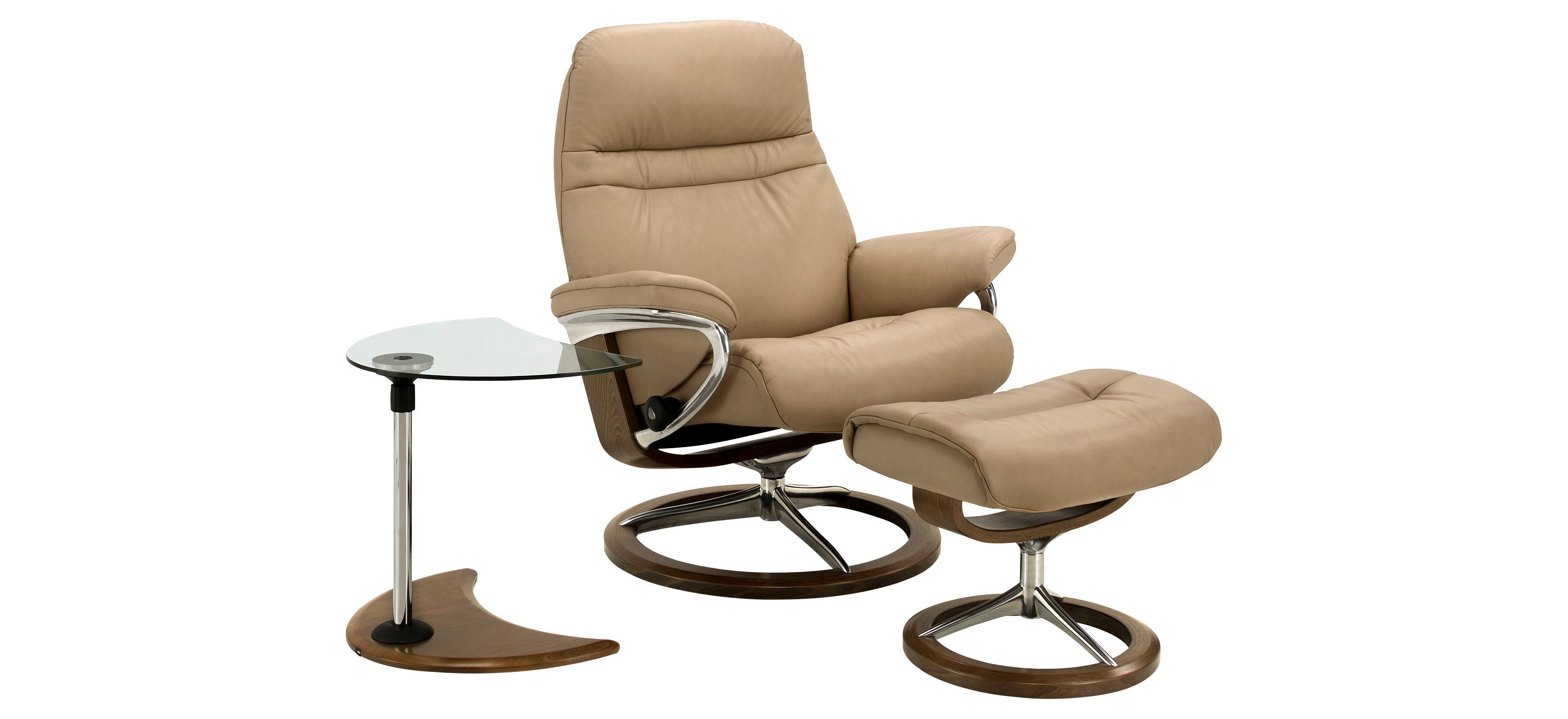 Stressless Sunrise Large Leather Chair, Ottoman and USB Table