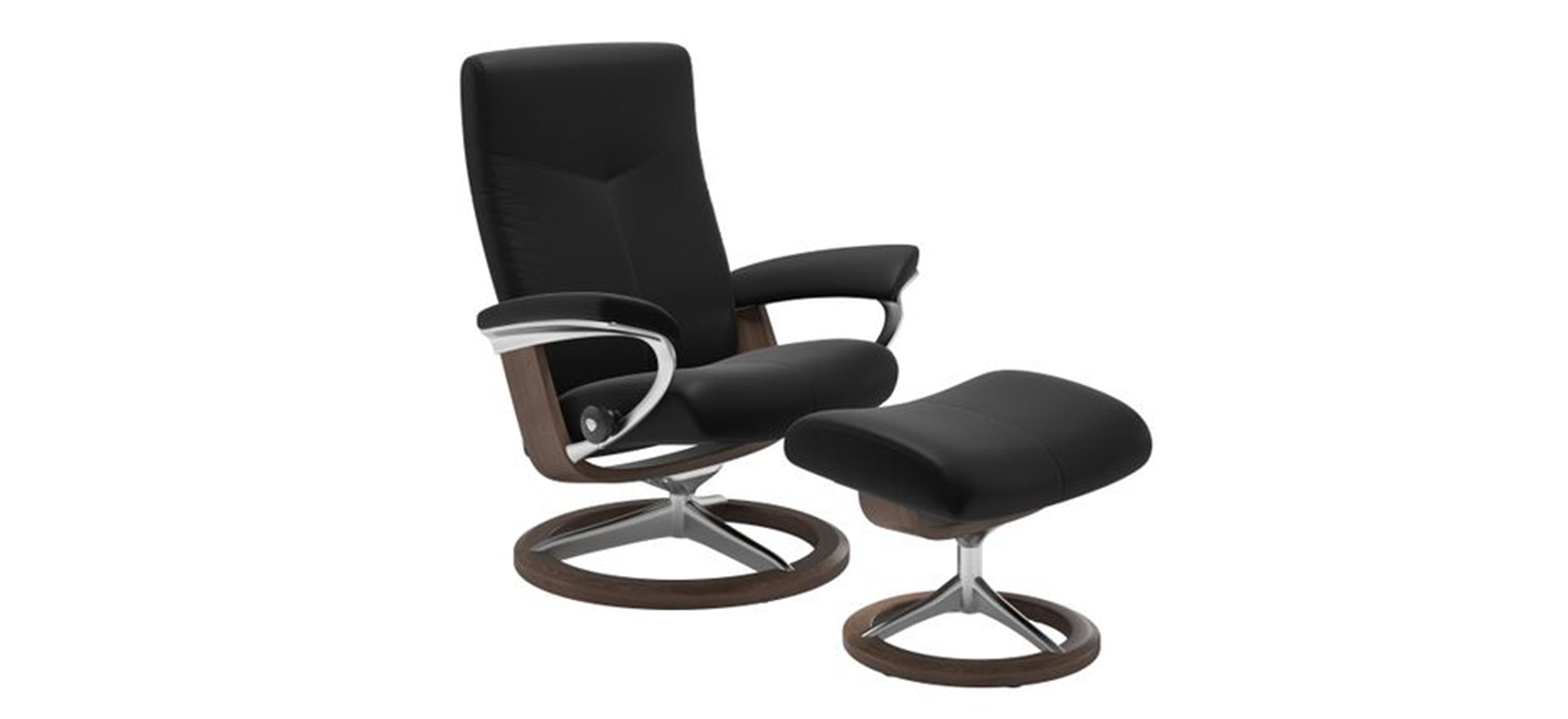 Stressless Dover Small Signature Leather Reclining Chair and Ottoman