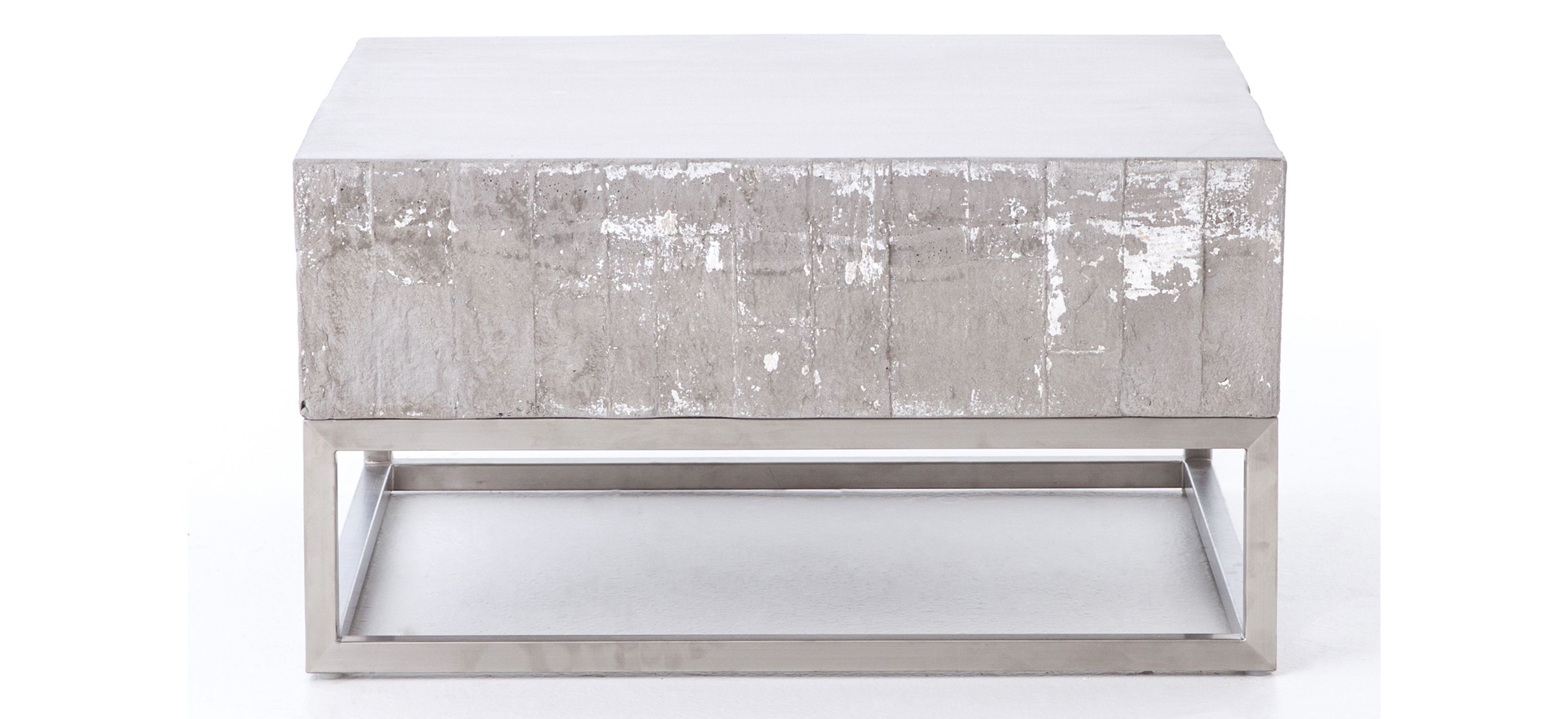 Concrete and Chrome Outdoor Coffee Table