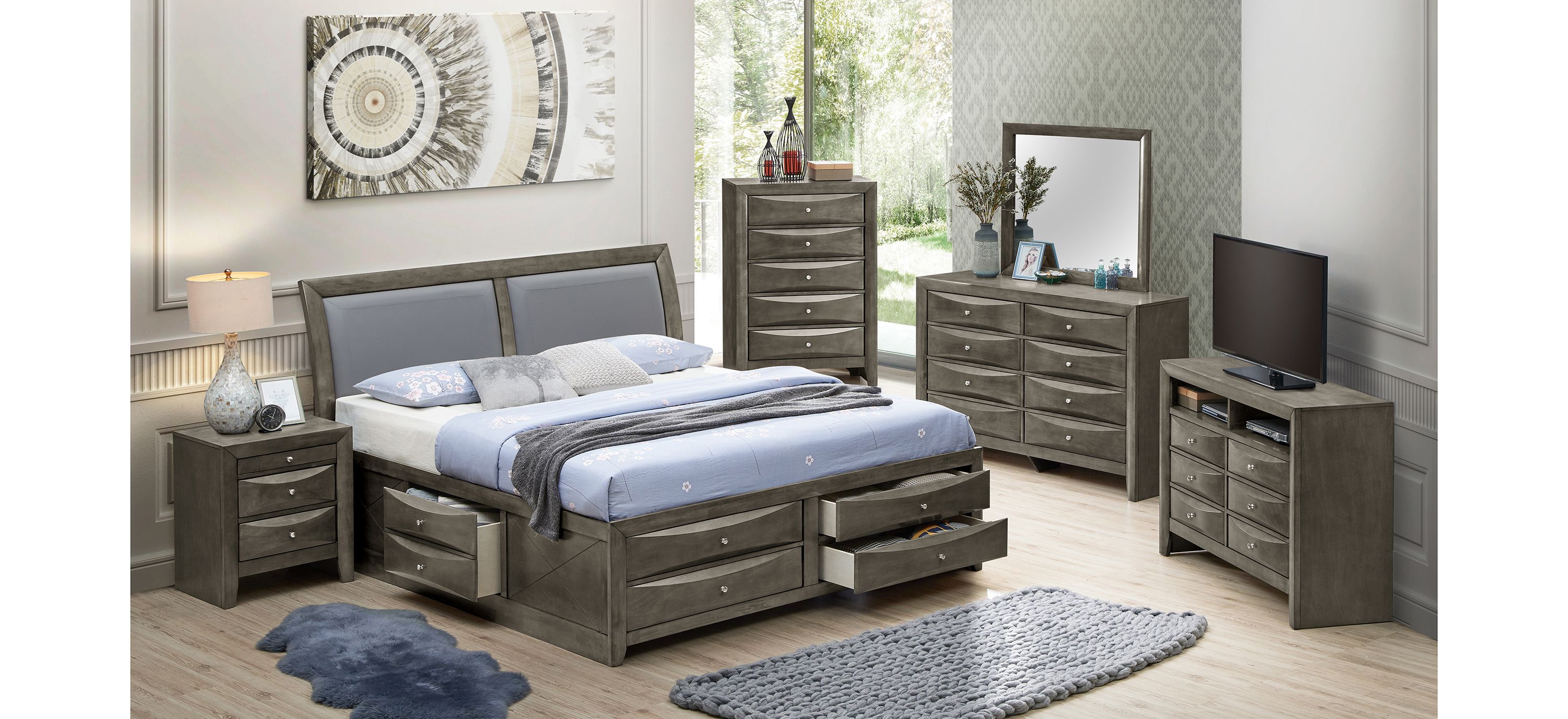 Marilla 4-piece Upholstered Captain%27s Bedroom Set