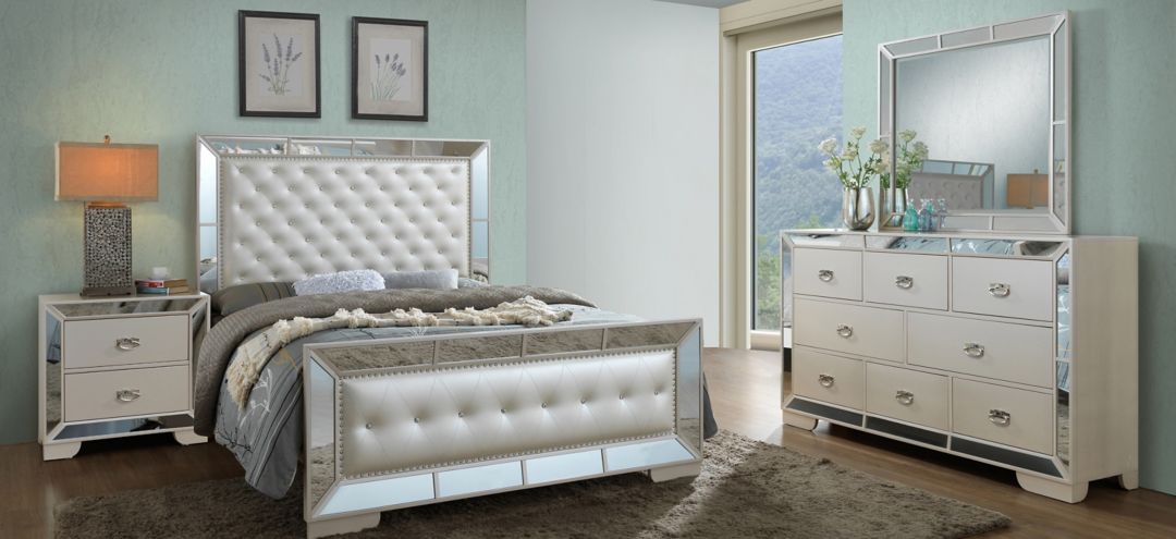 G8100A-QB-4PC Hollywood Hills 4-pc. Upholstered Bedroom Set sku G8100A-QB-4PC