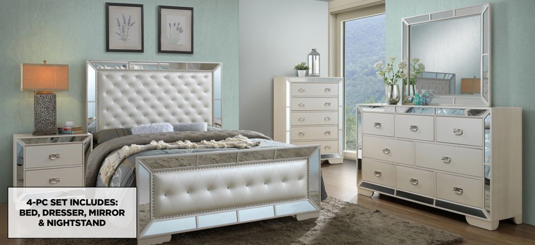 G8100A-FB-4PC Hollywood Hills 4-pc. Upholstered Bedroom Set sku G8100A-FB-4PC