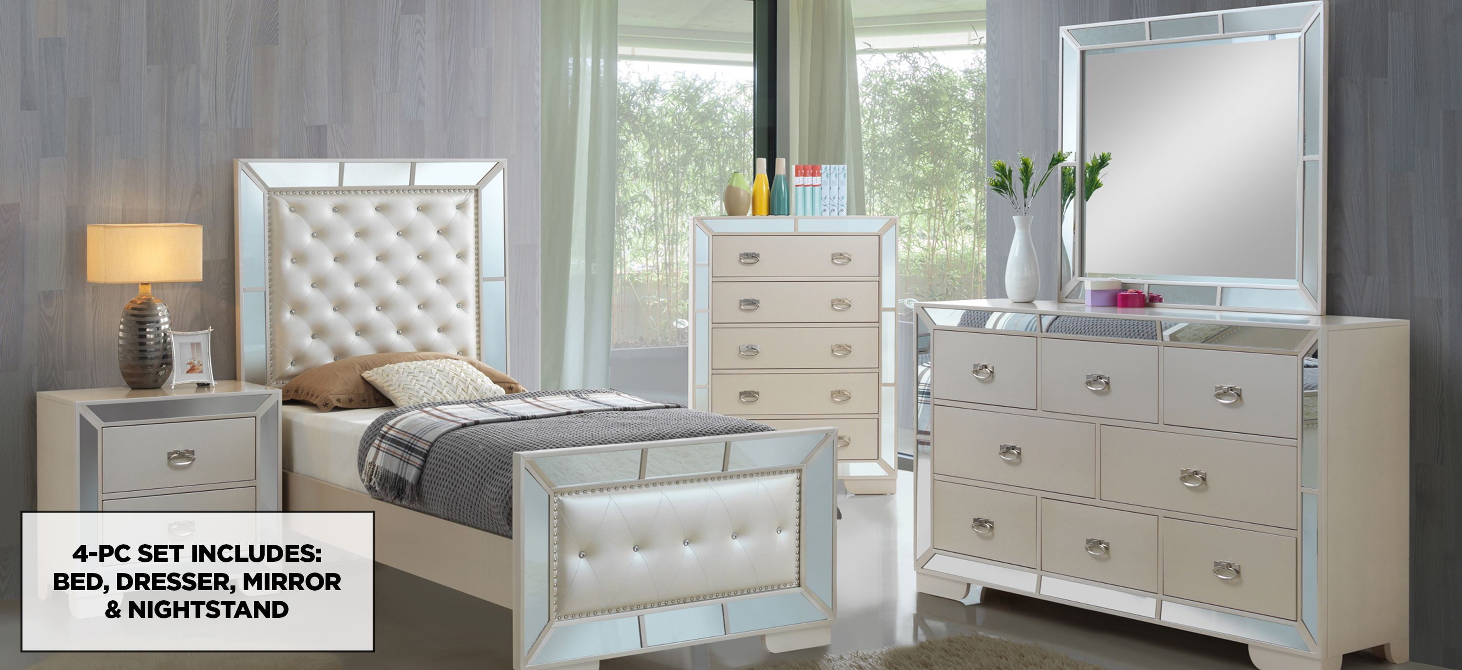 Hollywood Hills 4-pc. Upholstered Bedroom Set