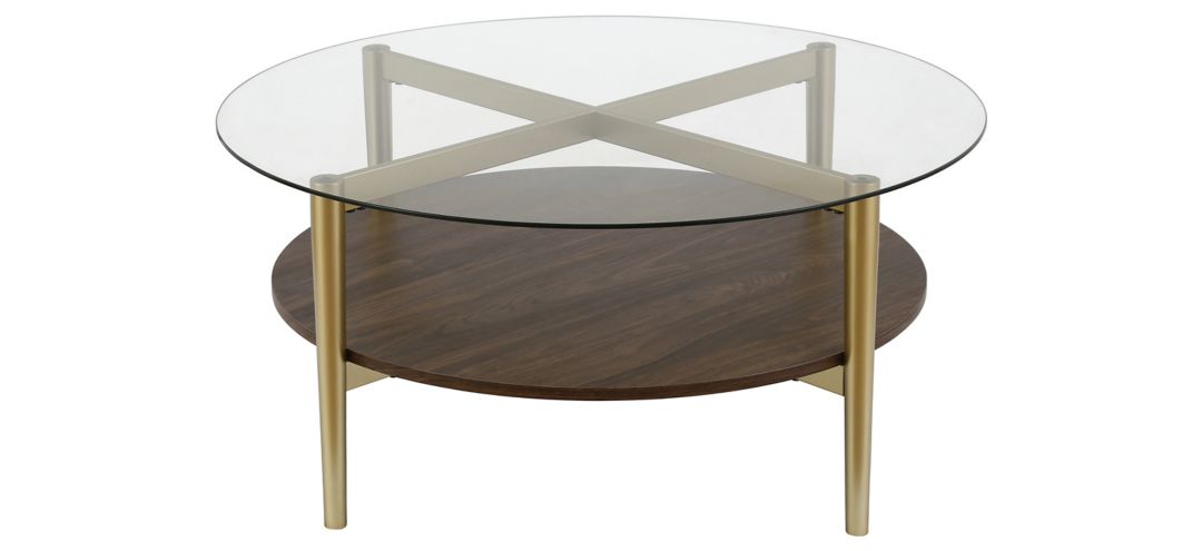 Otto Round Coffee Table with Walnut Shelf