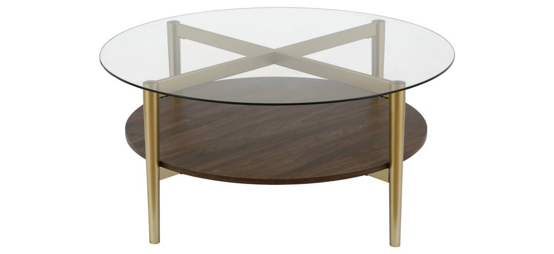 300131510 Otto Round Coffee Table with Walnut Shelf sku 300131510