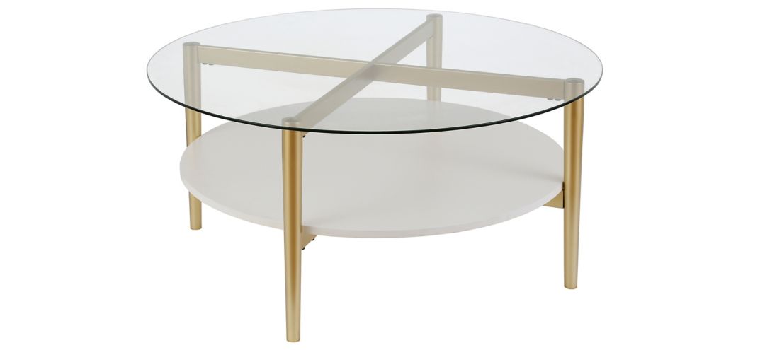 Otto Round Coffee Table with Lacquer Shelf