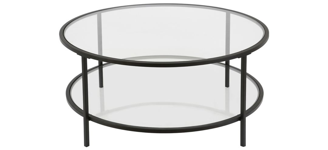 Sivil Round Coffee Table with Glass Shelf