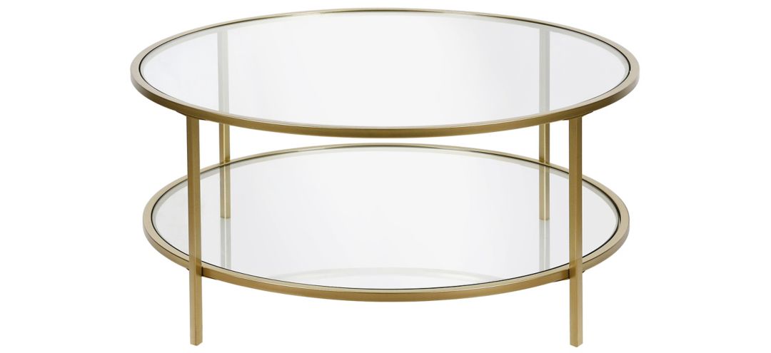 Sivil Round Coffee Table with Glass Shelf