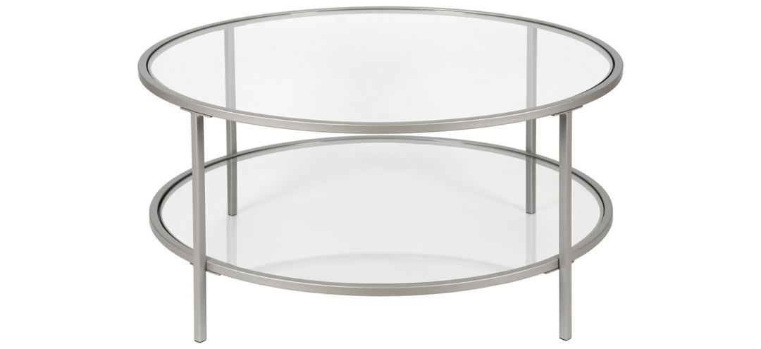 Sivil Round Coffee Table with Glass Shelf