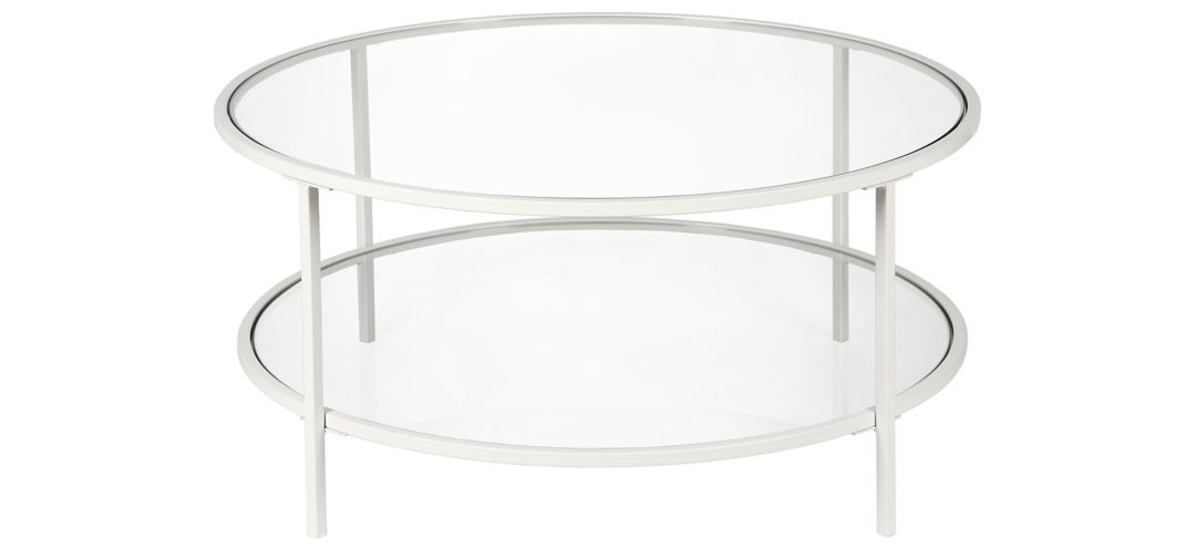 Sivil Round Coffee Table with Glass Shelf