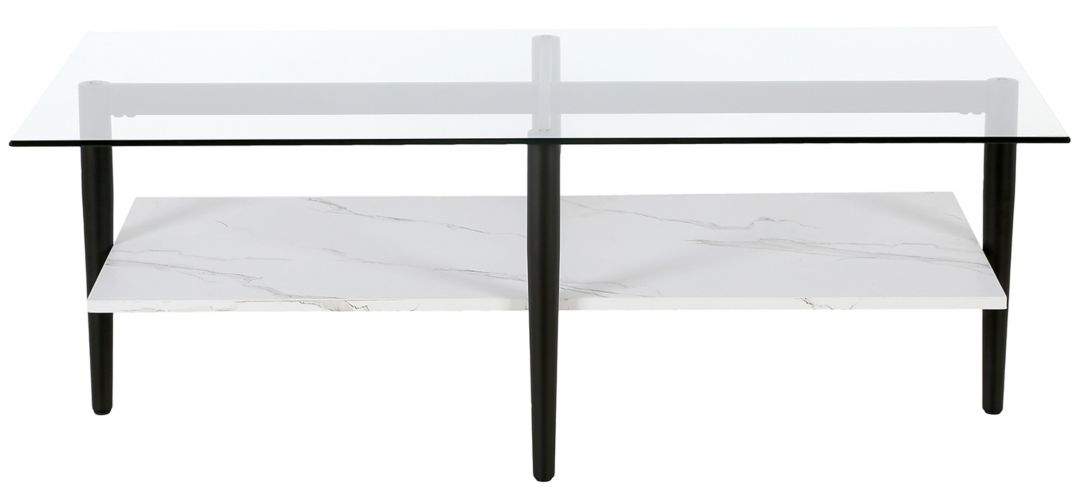 Uptono Rectangular Coffee Table with Faux Marble Shelf