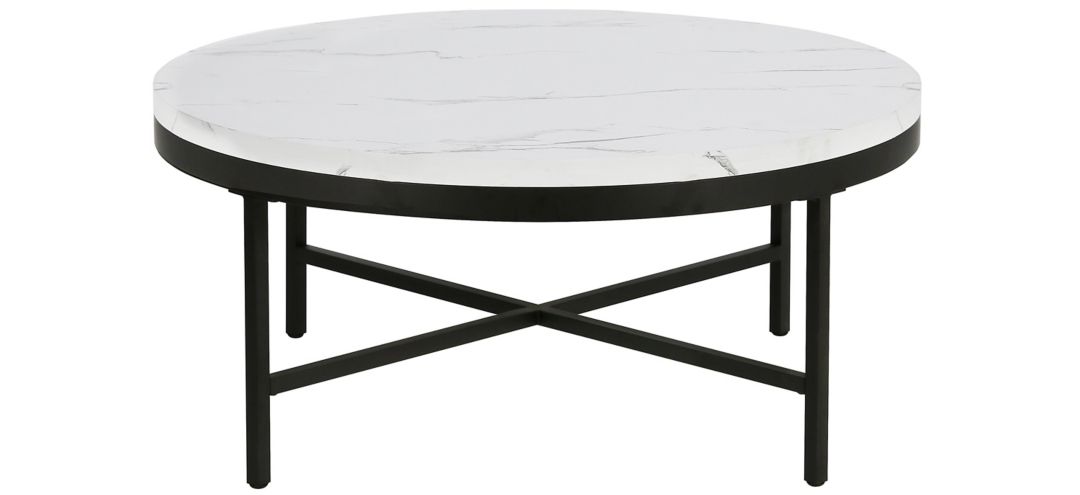 Iani Round Coffee Table with Faux Marble Top