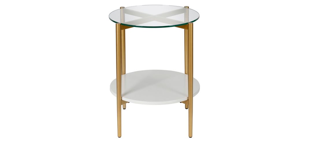 Otto Round Side Table with Lacquer Shelf