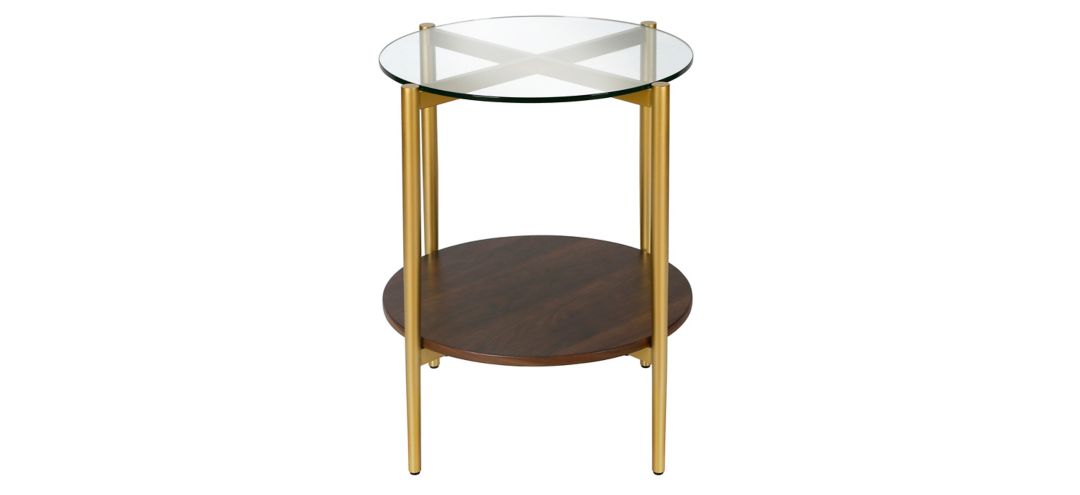 307132620 Otto Round Side Table with Walnut Shelf sku 307132620