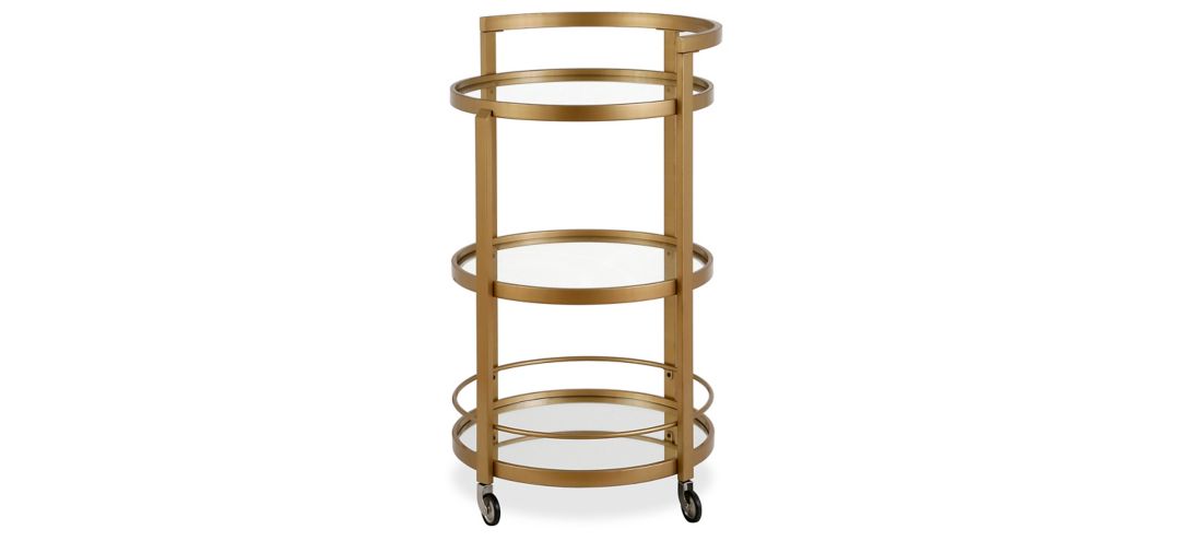 Hause Round Bar Cart with Mirrored Shelf