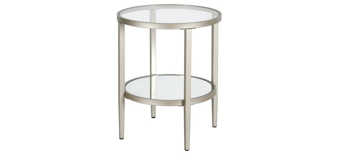 Hera Round Side Table with Mirrored Shelf