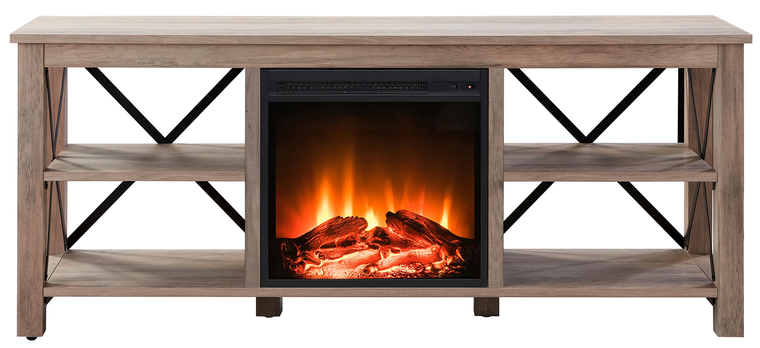 Curlew TV Stand with Log Fireplace Insert