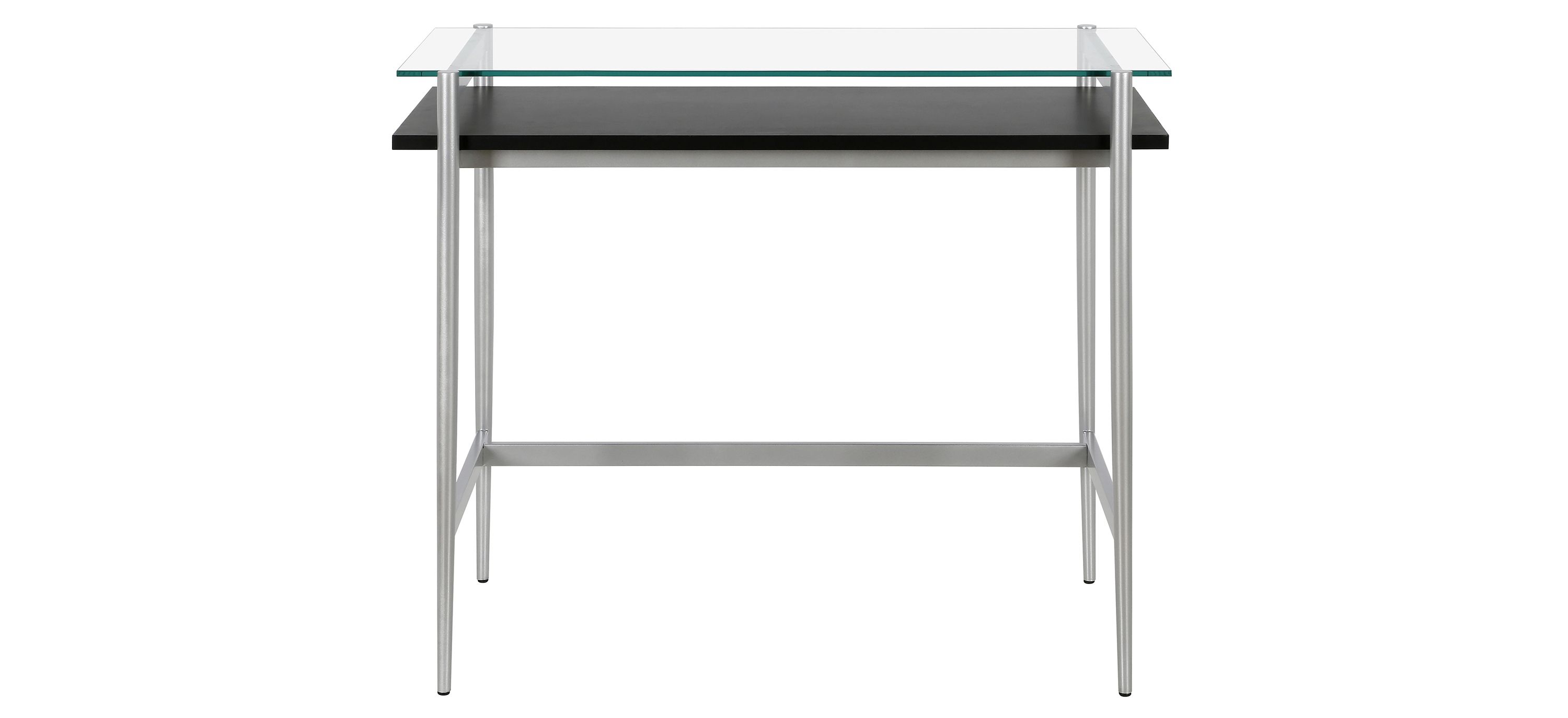 Davis 36 Silver Desk with Woodgrain Shelf