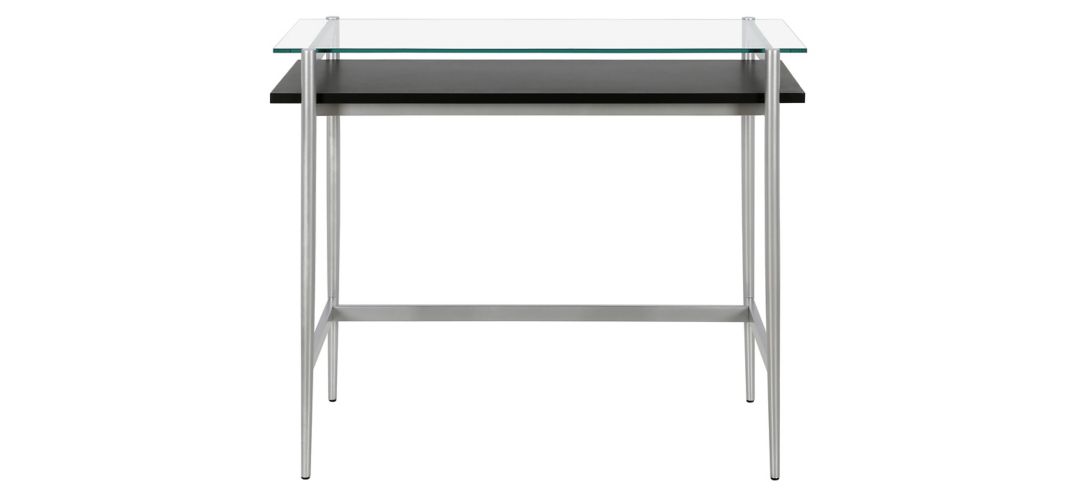 "Davis 36"" Silver Desk with Woodgrain Shelf"