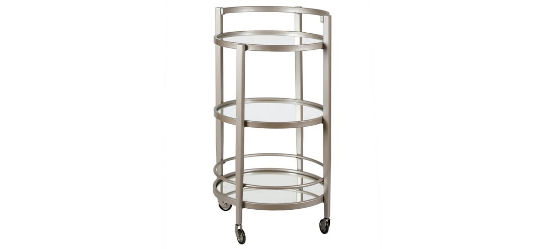 Hause Round Bar Cart with Mirrored Shelf