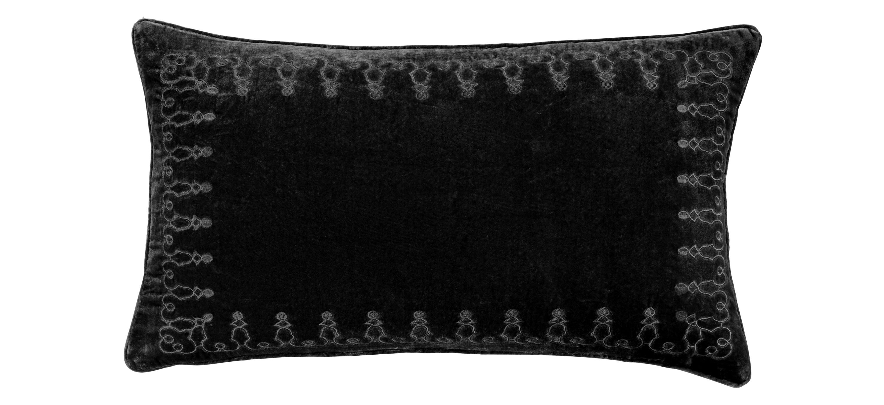 Stella 14x 24 Faux Silk Velvet Embroidered Lumbar Pillow