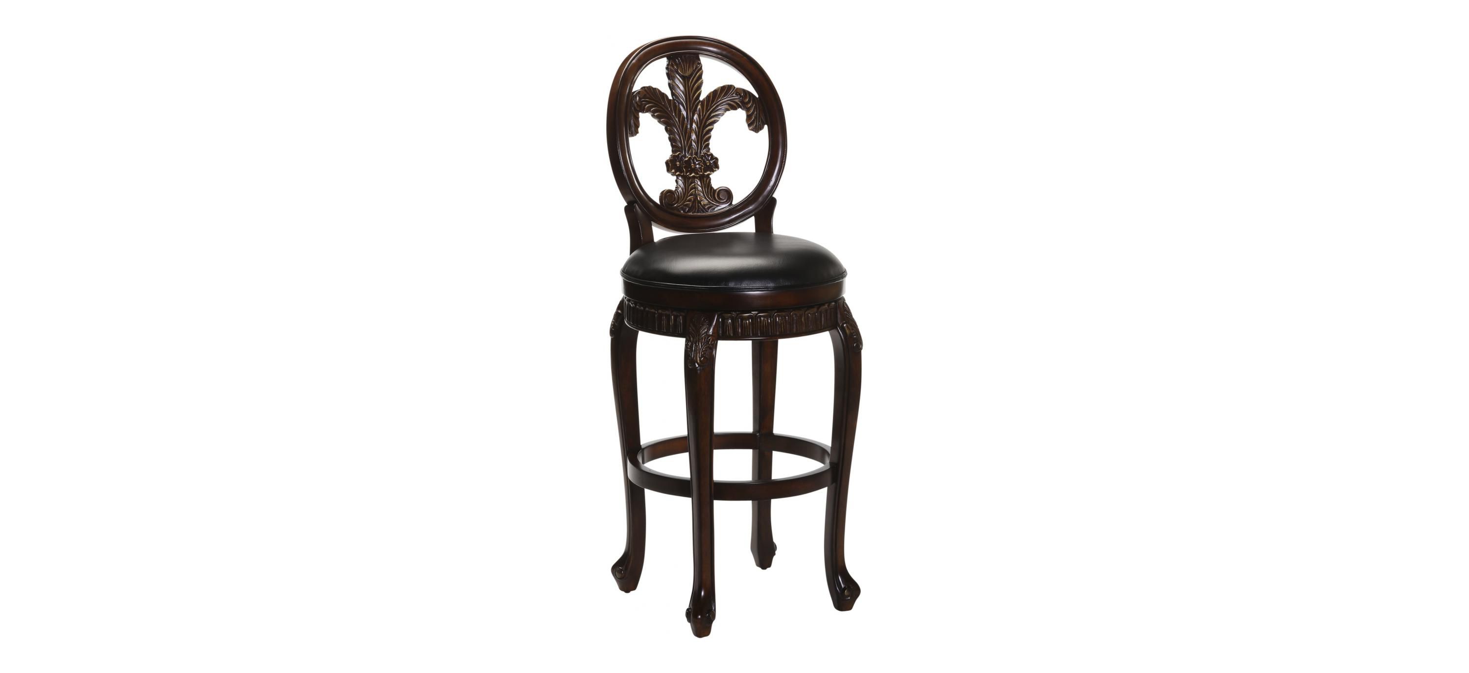 Fleur de Lis Leather Swivel Counter Stool