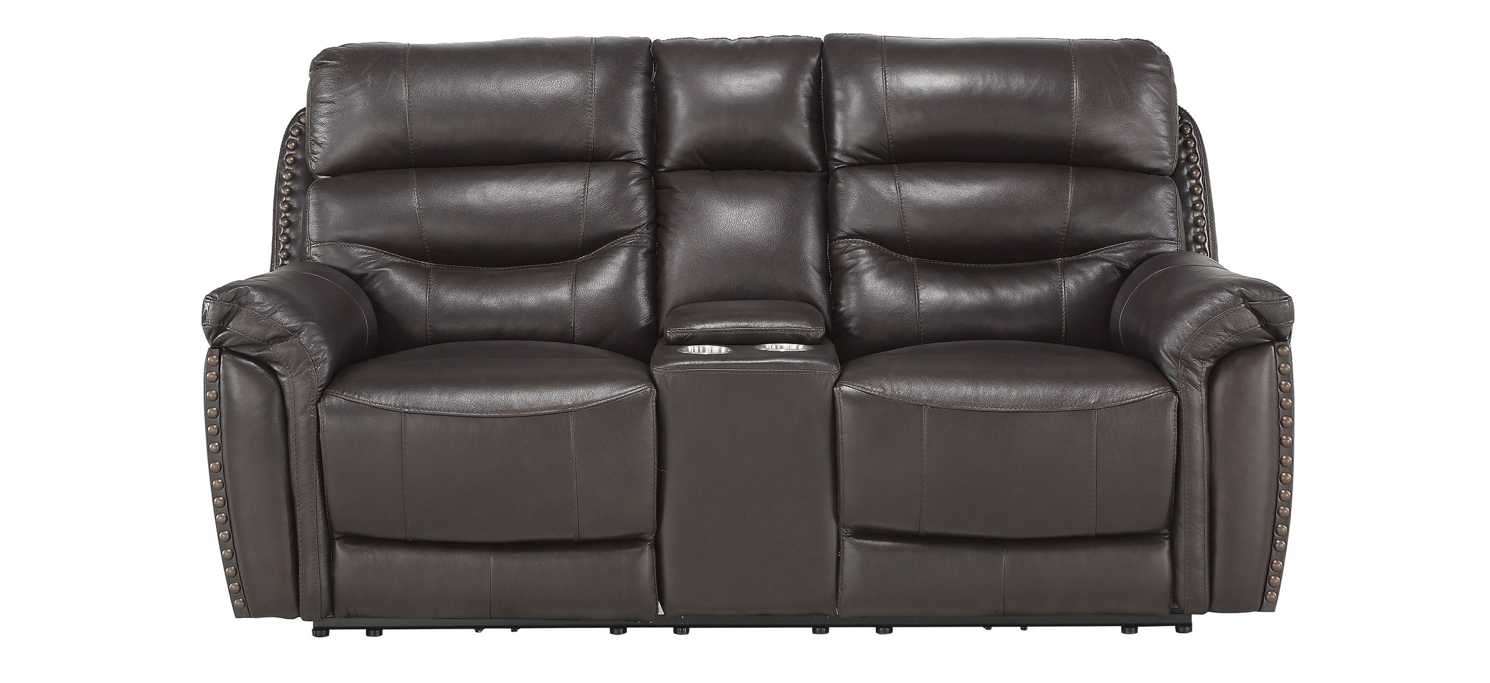 Forte Leather Power Reclining Console Loveseat