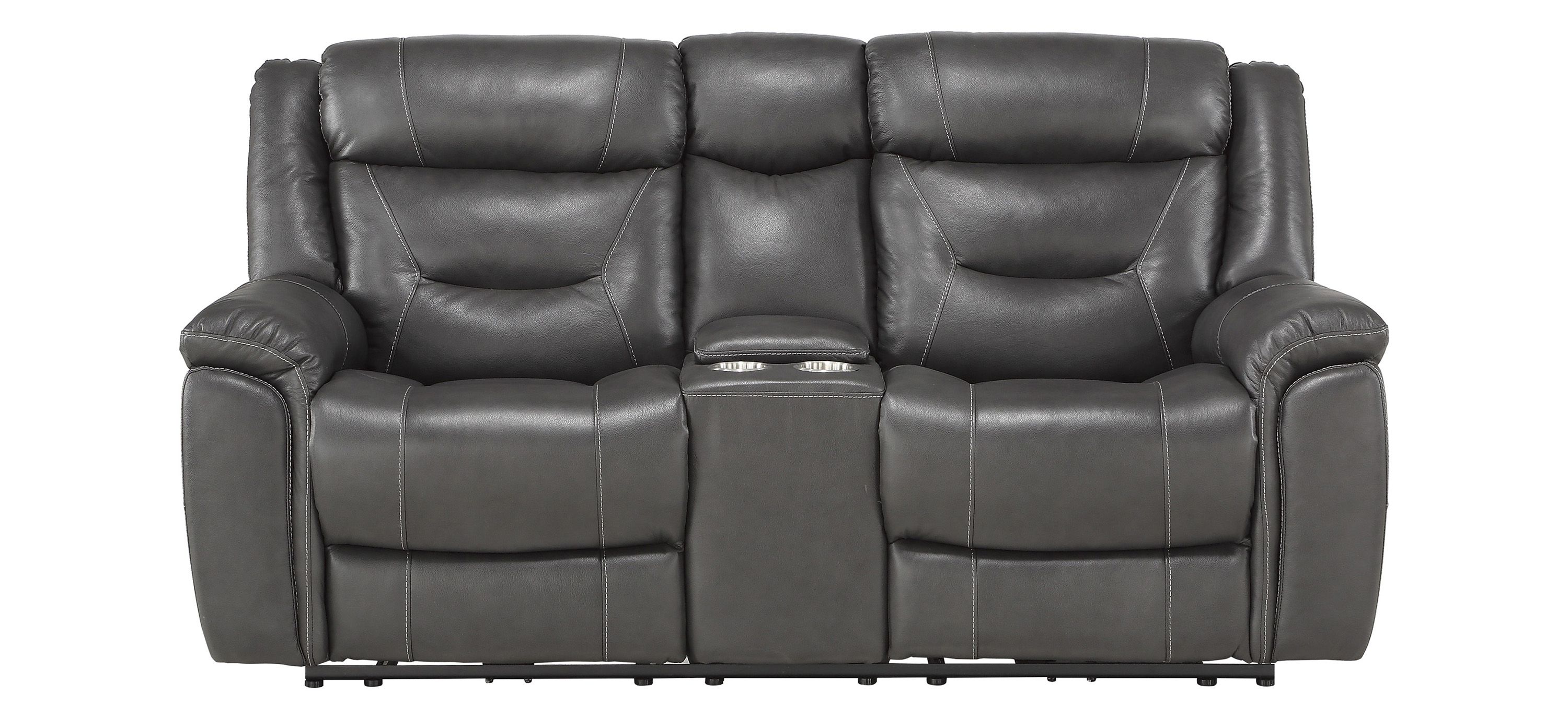 Northside Leather Power Reclining Console Loveseat
