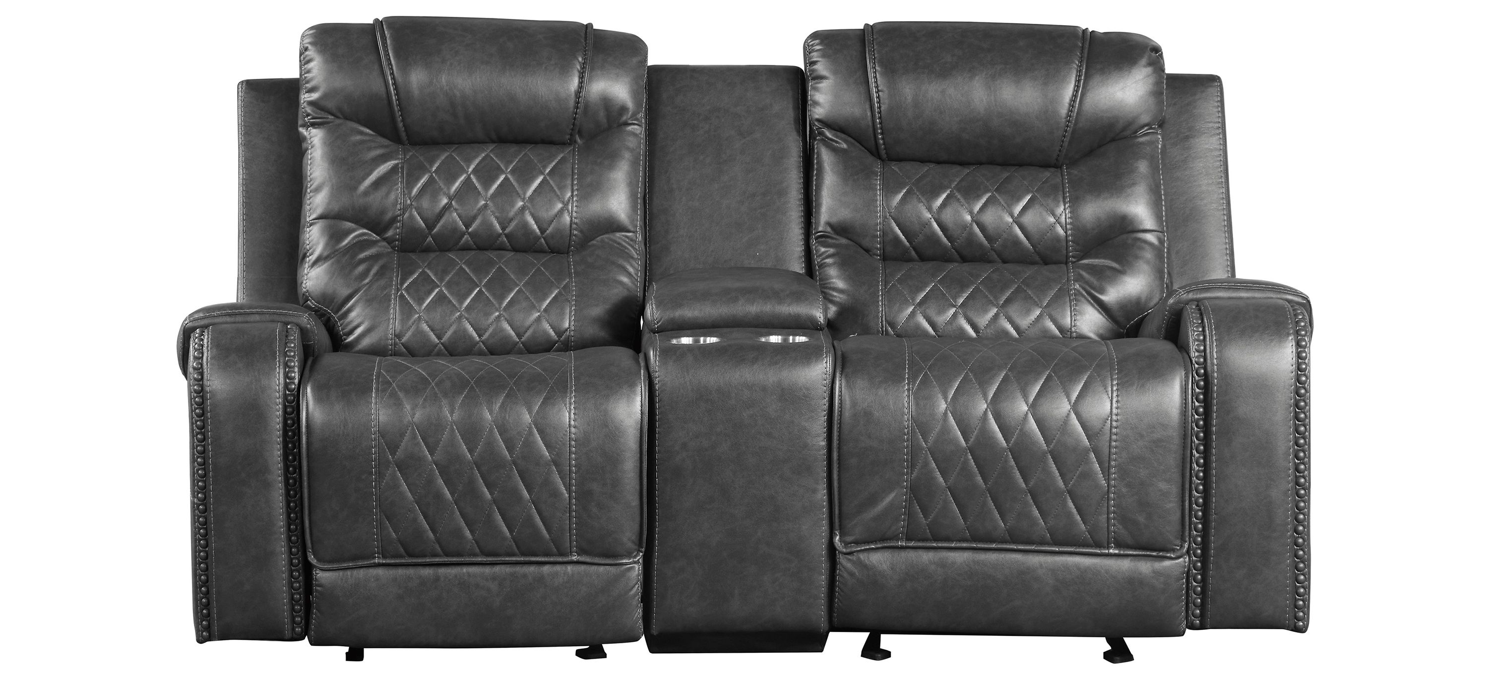 Greenway Double Glider Reclining Loveseat w/ Center Console and USB Port
