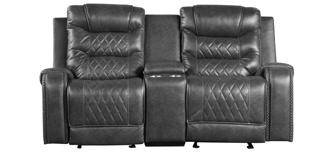 9405GY-2 Greenway Double Glider Reclining Loveseat w/ Cente sku 9405GY-2