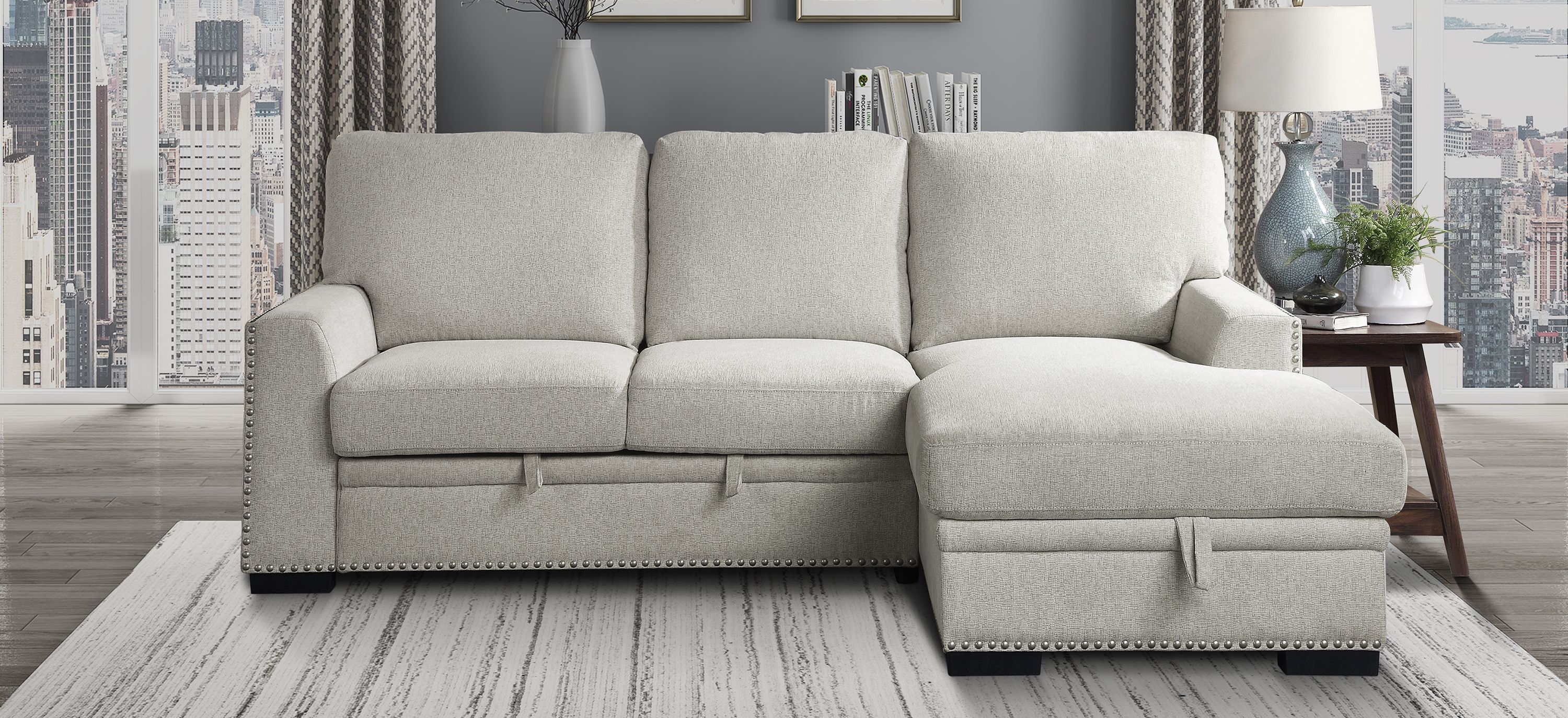 Adelia 2pc.. Right Facing Sectional with Pullout Bed Raymour & Flanigan