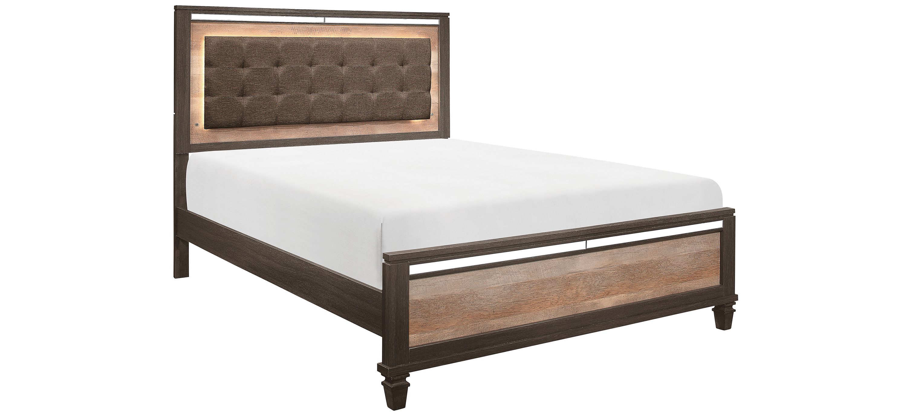 Luster Upholstered Bed with LED Lighting
