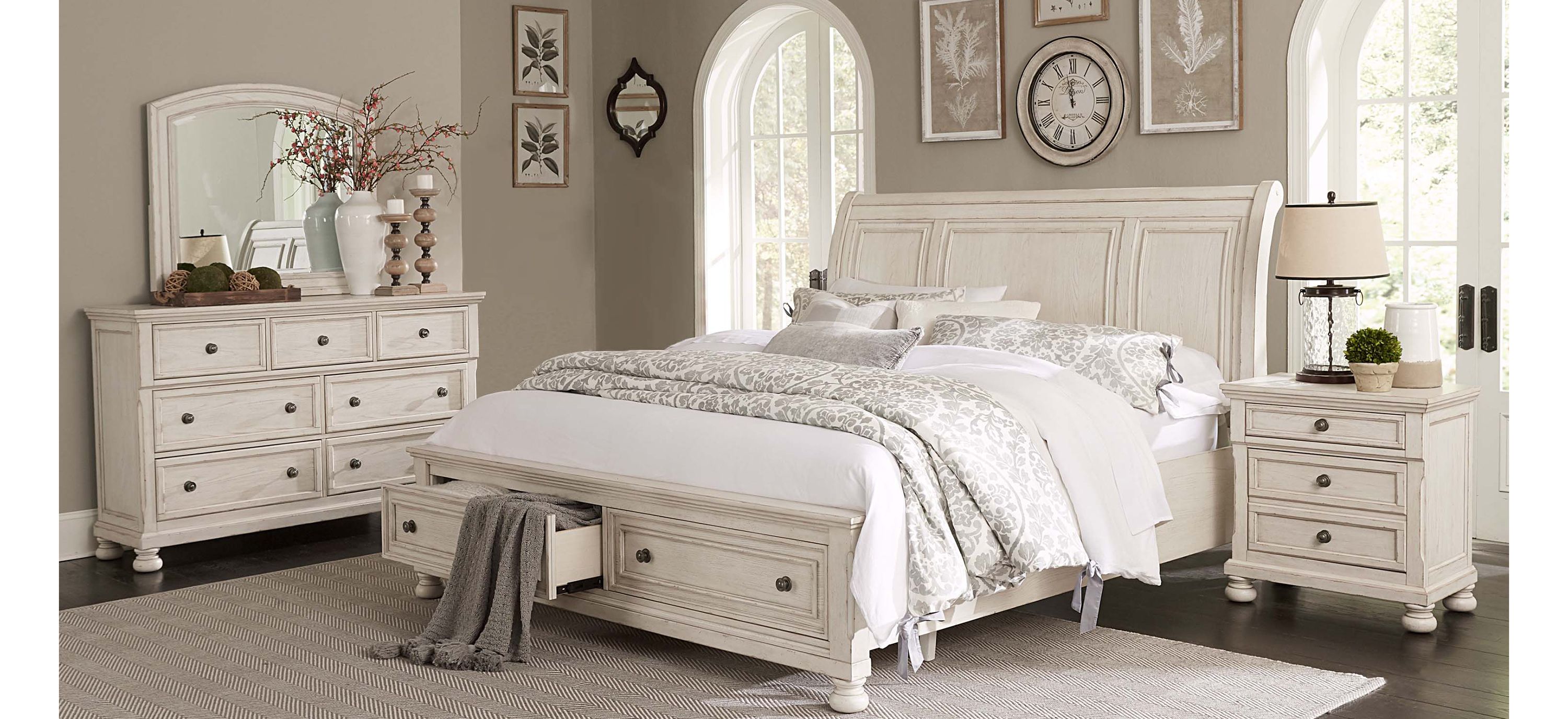 Donegan 4-pc. Sleigh Platform Storage Bedroom Set