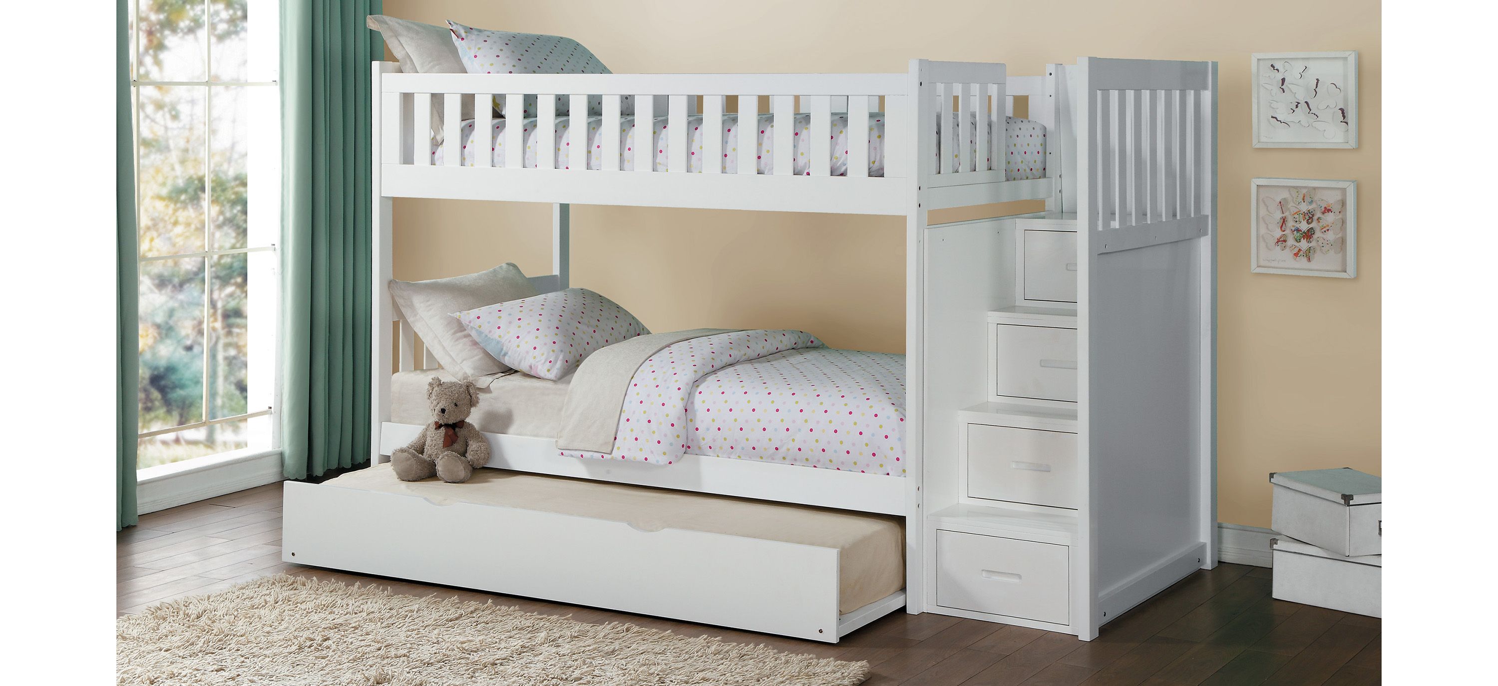 Carissa Bunk Bed with Trundle & Storage Staircase