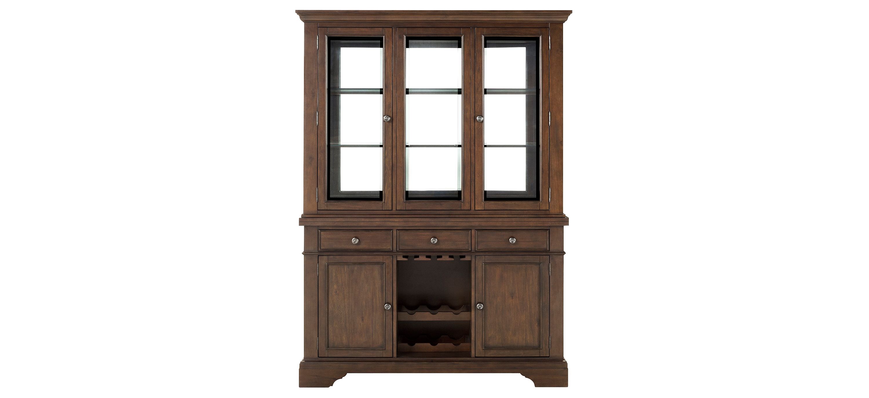 Halloran 2-pc. China Cabinet w/ Lighting and Wine Storage