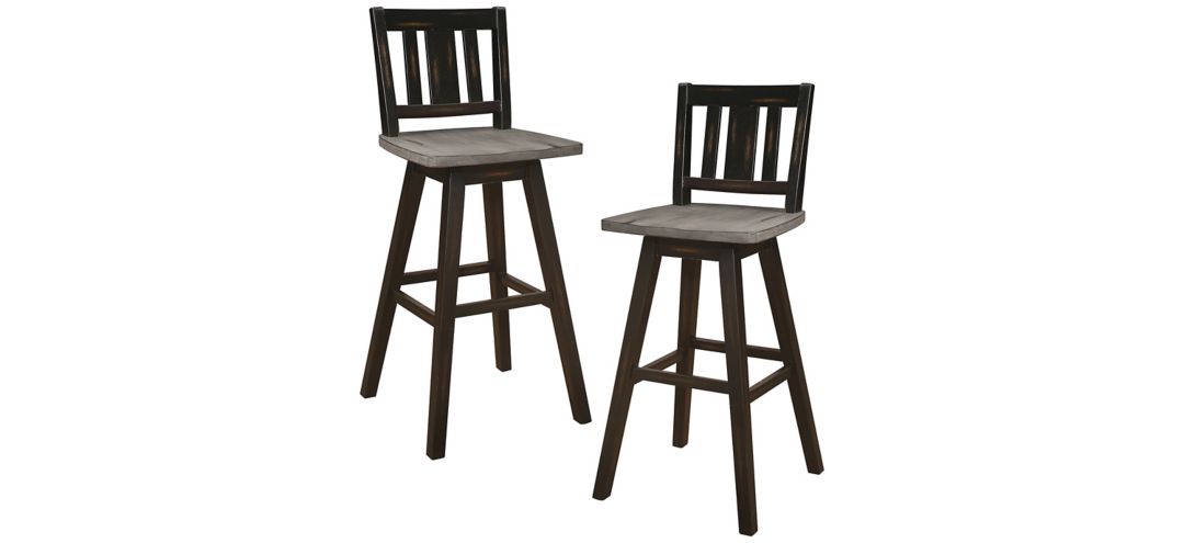 Kaden Bar Height Swivel Chair with Slat Back Set of 2