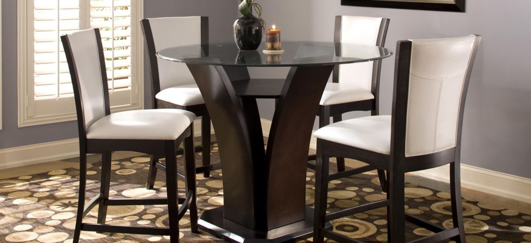 Venice 5-pc 54 Glass Counter-Height Dining Set