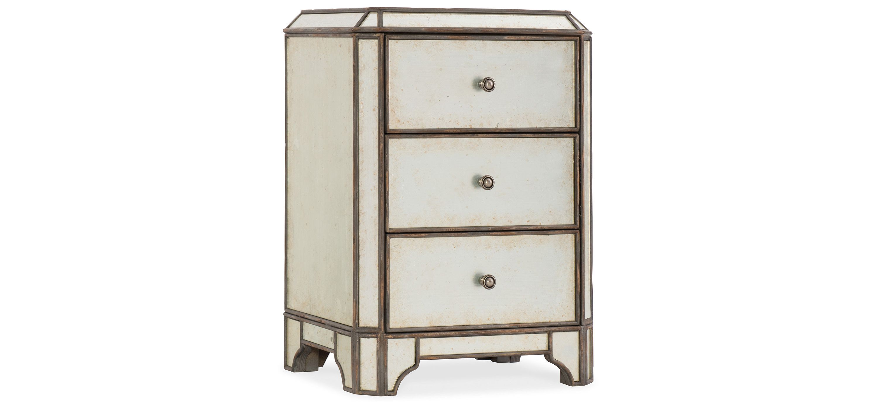 Arabella Mirrored Three-Drawer Nightstand
