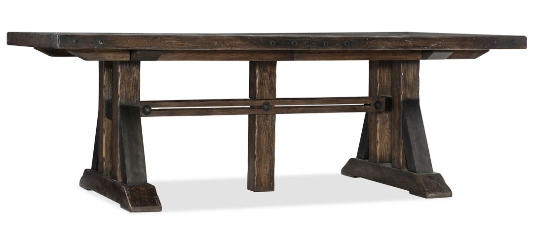 Roslyn County Rectangular Trestle Dining Table with Two Leaves