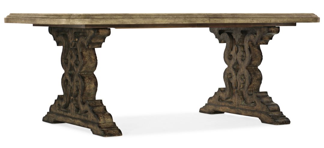 La Grange Le Vieux Double Pedestal Rectangular Dining Table with Two Leaves