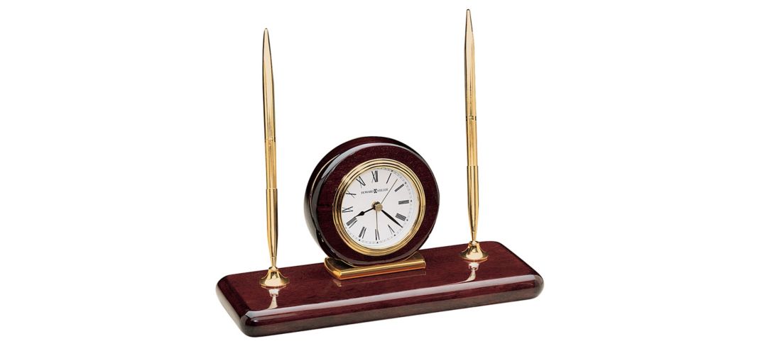 Rosewood Desk Set Tabletop Clock