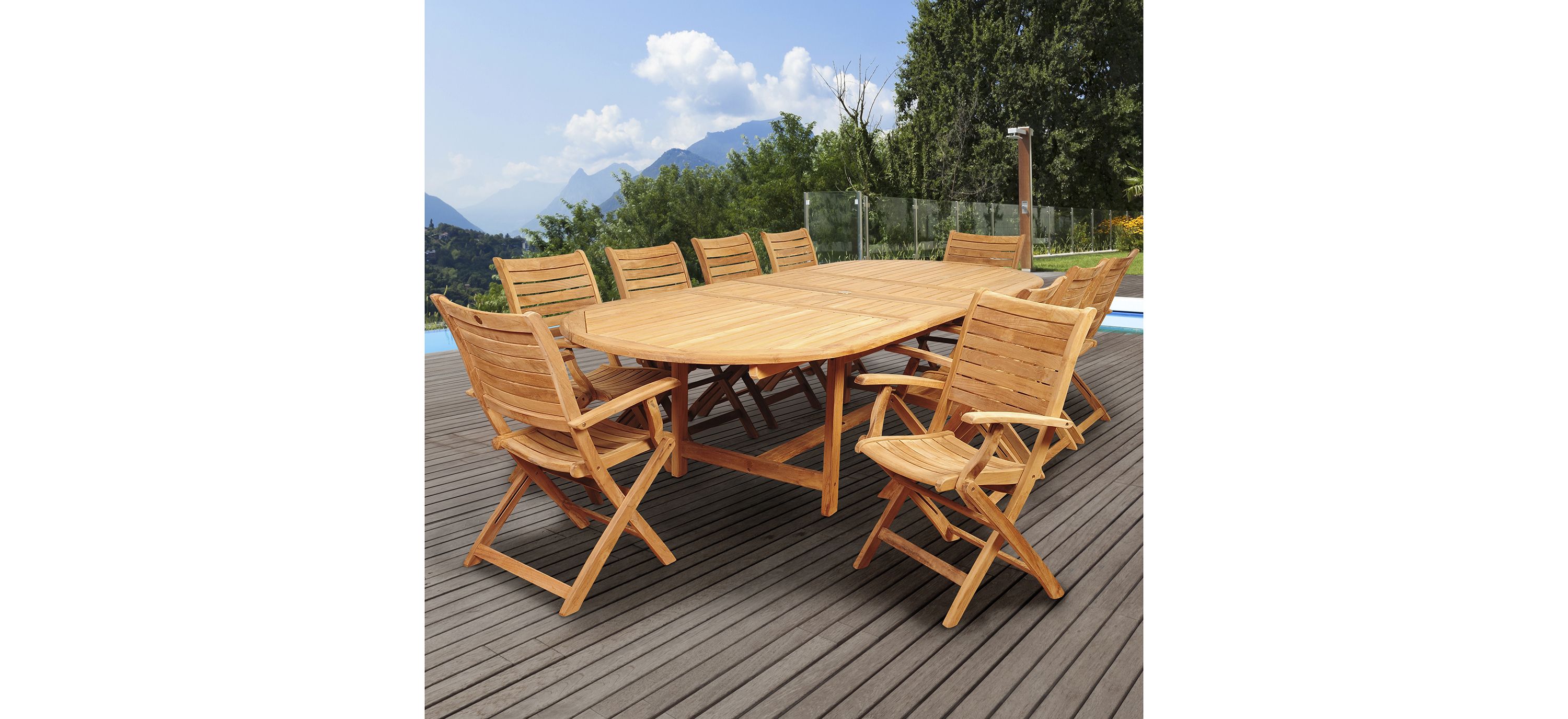 Campos 9-pc Oval Extendable Patio Dinig Table Set