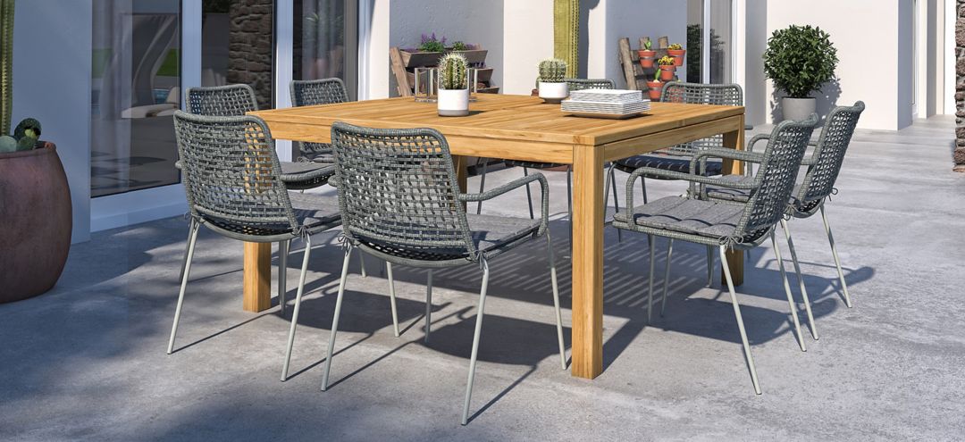 Amazonia Outdoor 9-pc. Square Patio Dining Table Set w/ Rope Steel Chairs