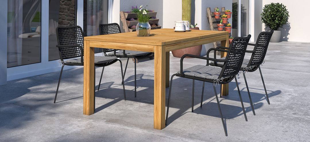 Amazonia Outdoor 5-pc. Rectangular Patio Dining Table Set w/ Rope Steel Cha