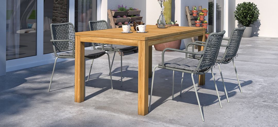 Amazonia Outdoor 5-pc. Rectangular Patio Dining Table Set w/ Rope Steel Cha