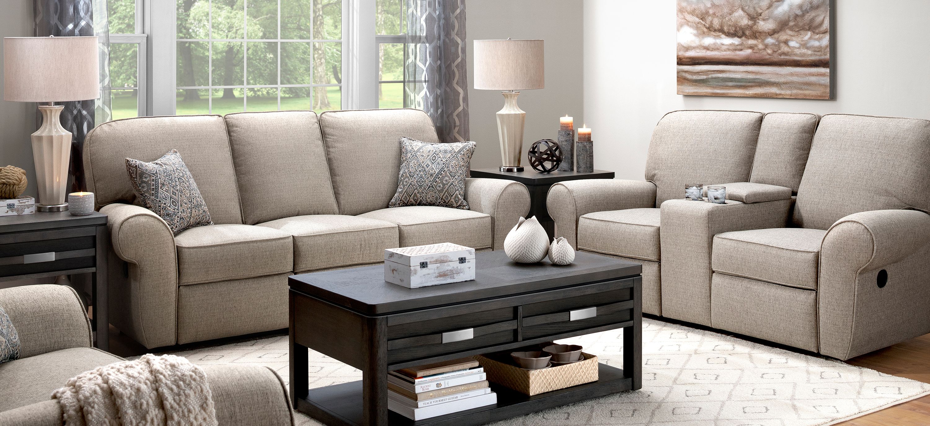 Stanton 2-piece Chenille  Reclining Sofa and Console Loveseat
